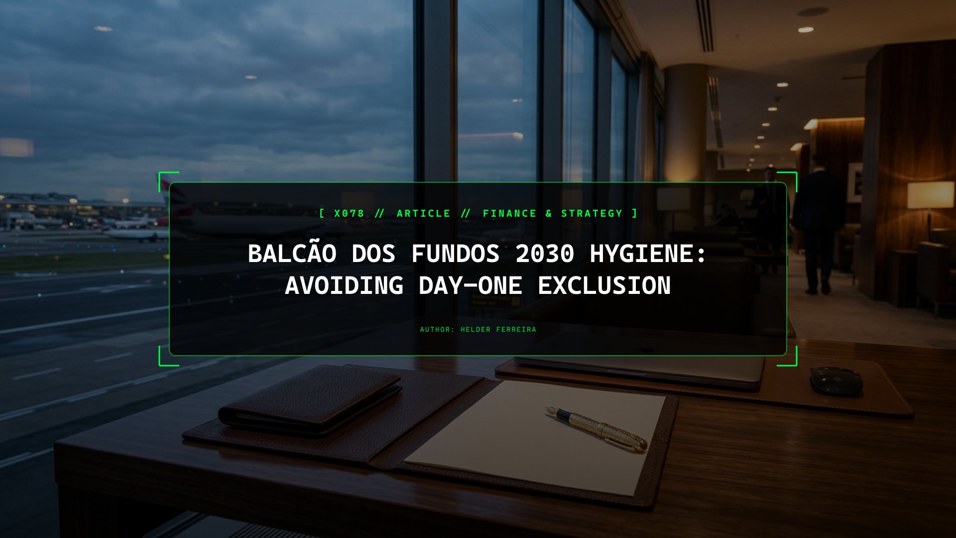 Balcão dos Fundos 2030 Hygiene: Avoiding Day-One Exclusion