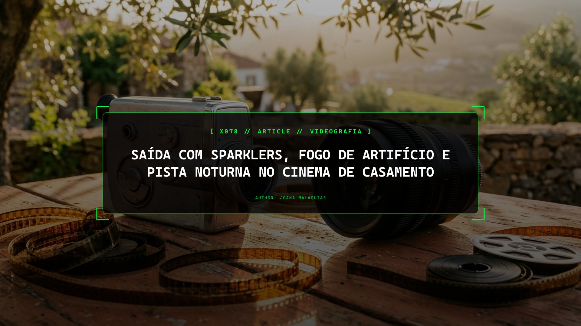 Saída com Sparklers, Fogo de Artifício e Pista Noturna no Cinema de Casamento
